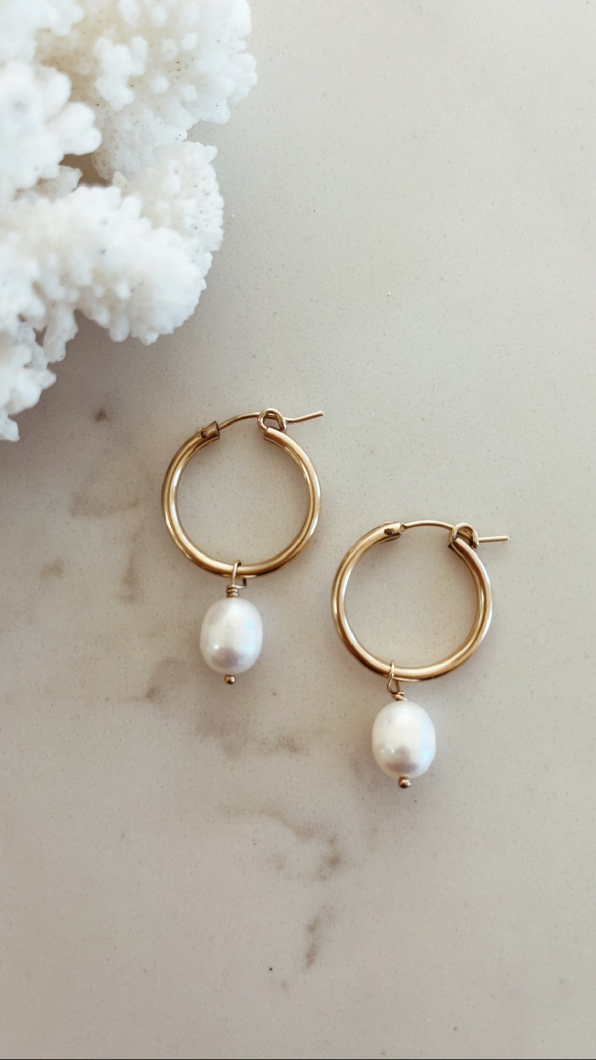 Medium White Pearl Huggies