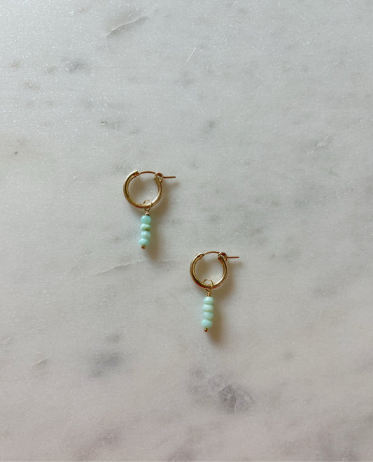 Glowy Blue Green Opal Huggies