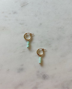 Glowy Blue Green Opal Huggies