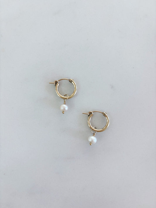 Minimalist Pearl Huggies