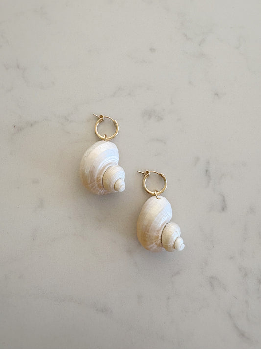 Pearl Spiral Shell Huggies