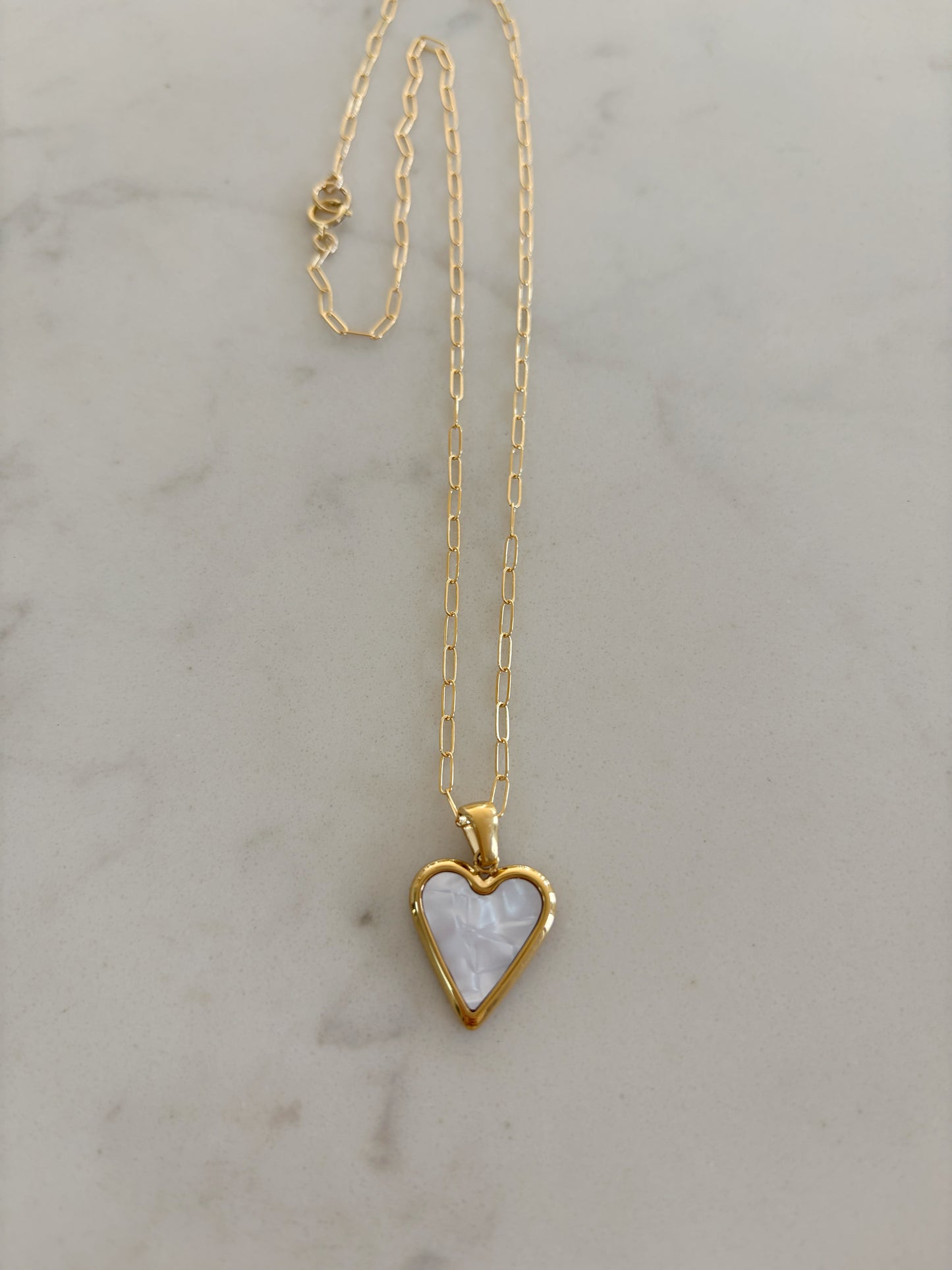 White Heart Pendant Necklace