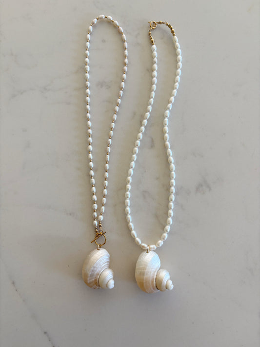 Pearl Spiral Shell Necklace