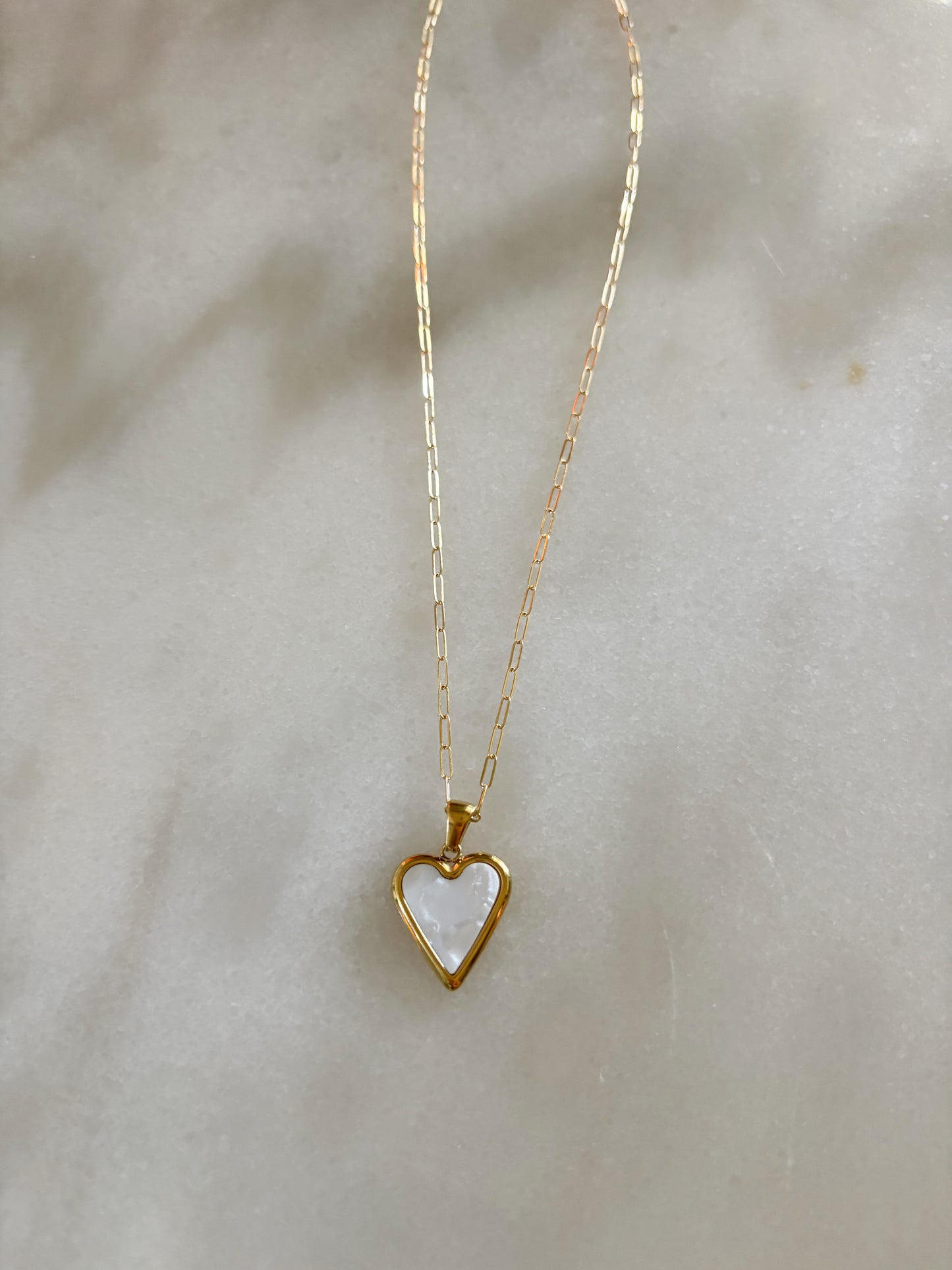 White Heart Pendant Necklace