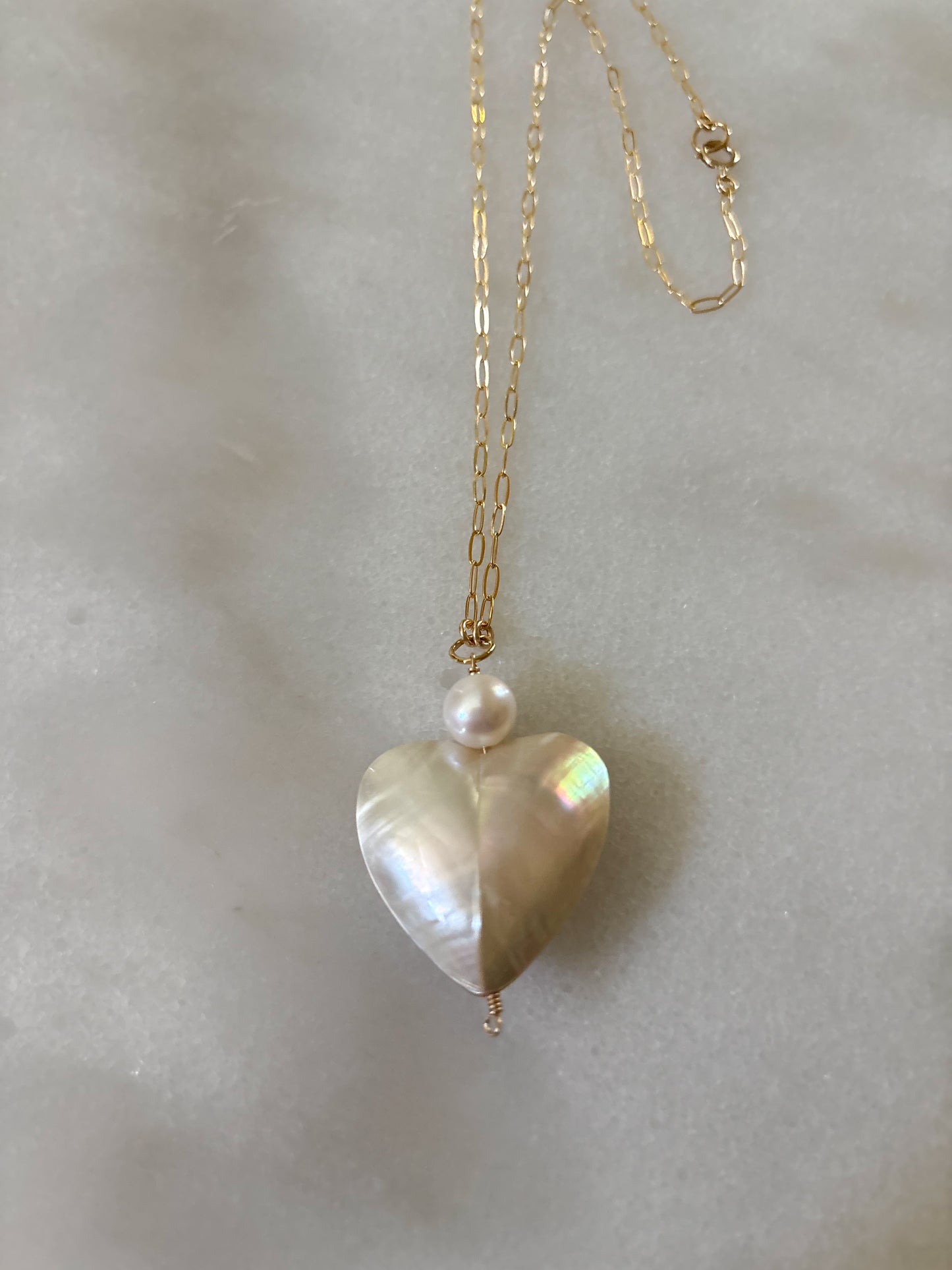 Puffy Heart Pearl Necklace