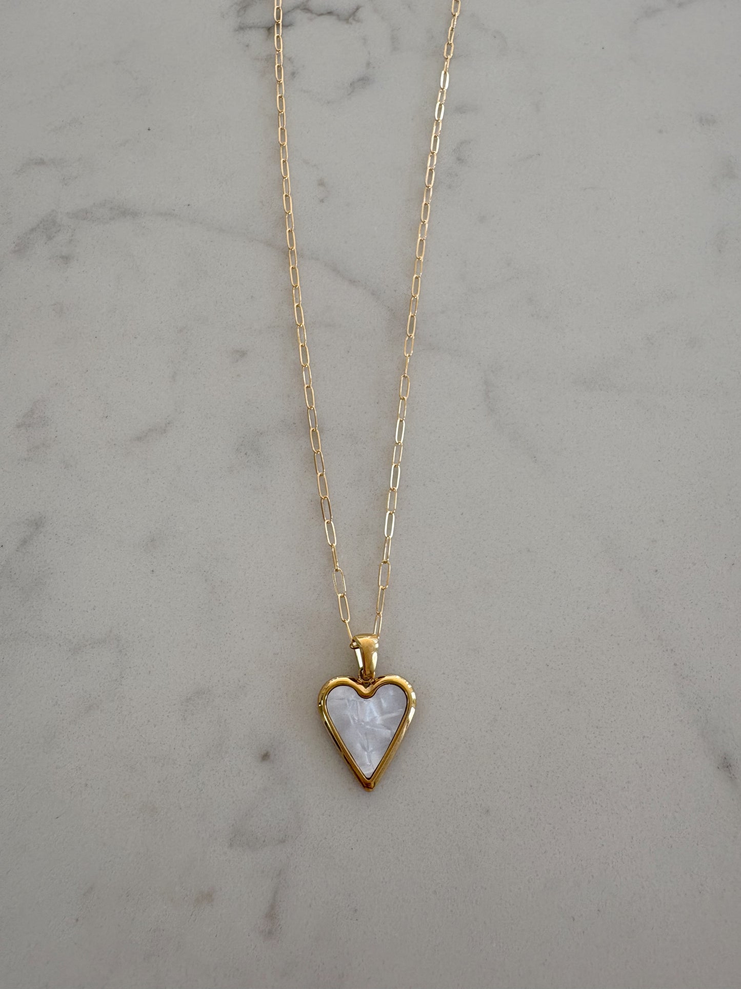 White Heart Pendant Necklace