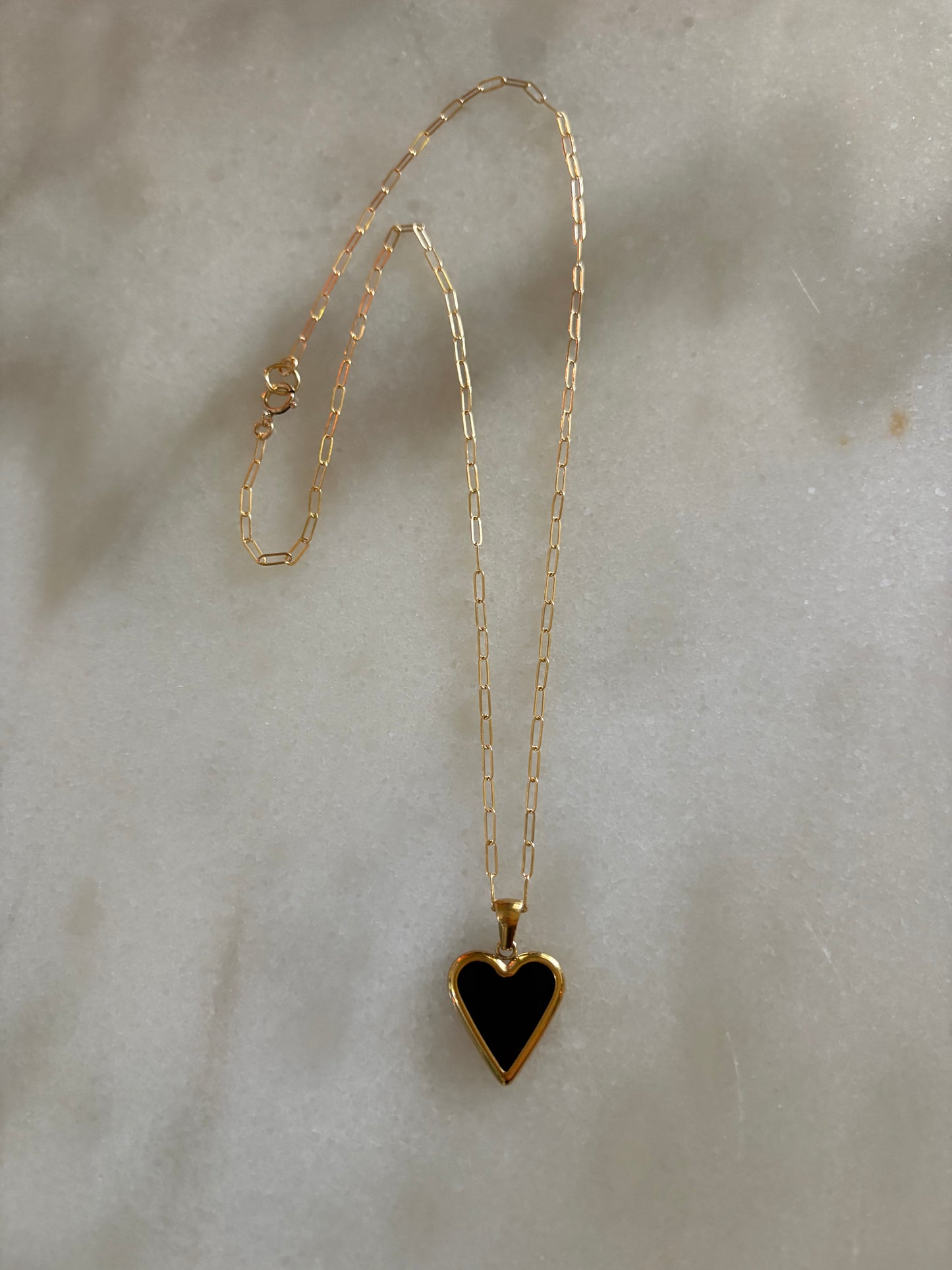 Onyx Heart Pendant Necklace