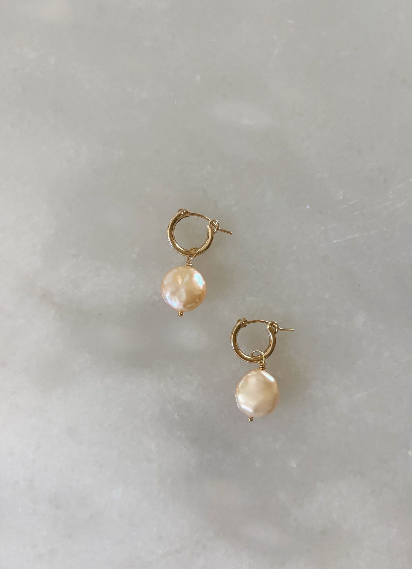 Pink Huggie Coin Pearls