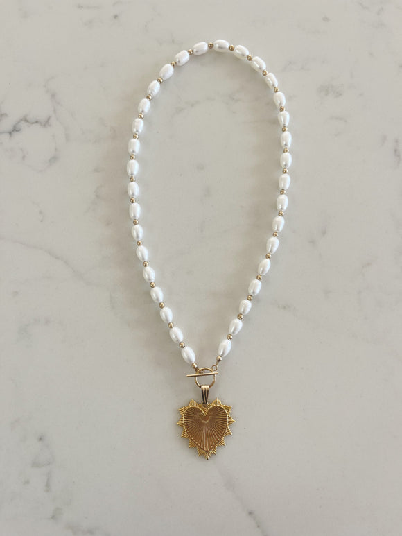 Luxe Vintage Heart Toggle Necklace