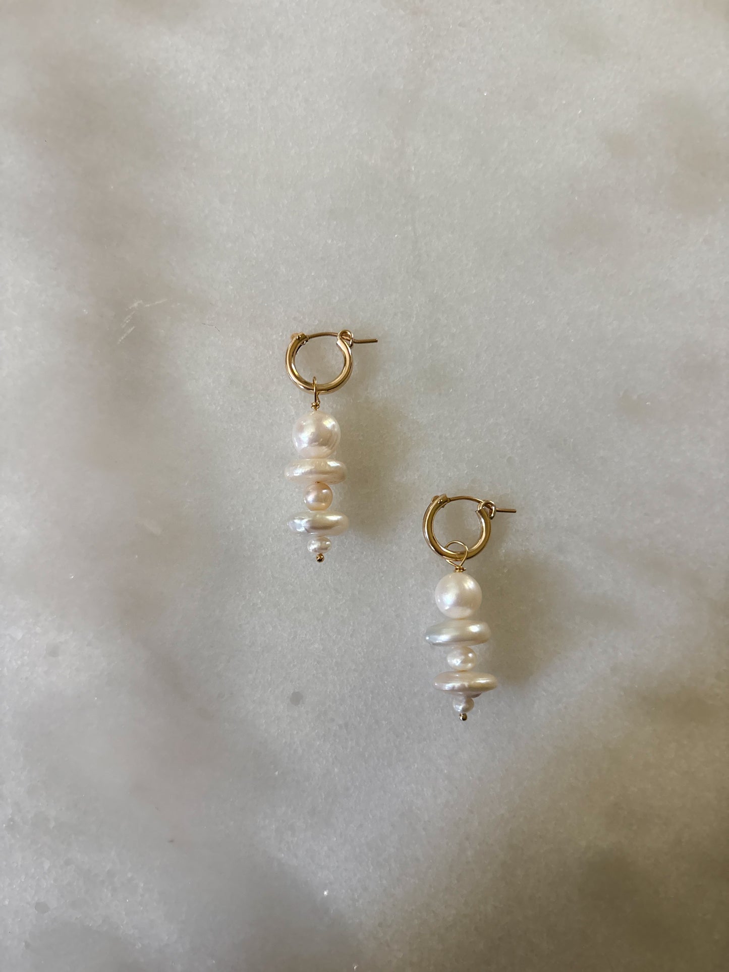 Luxe Stacked Pearl Huggies