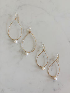 Teardrop Pearl Hoops