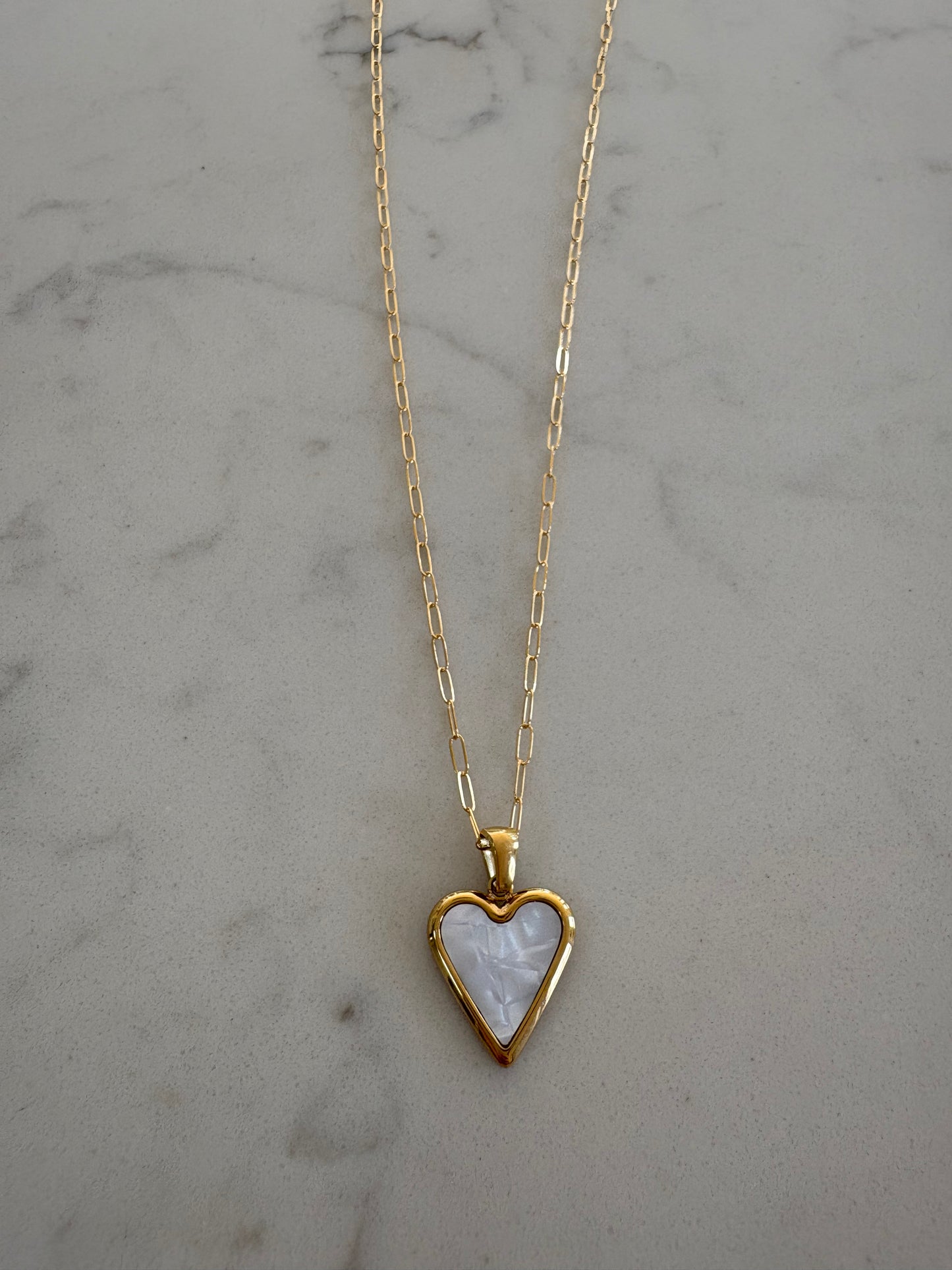 White Heart Pendant Necklace