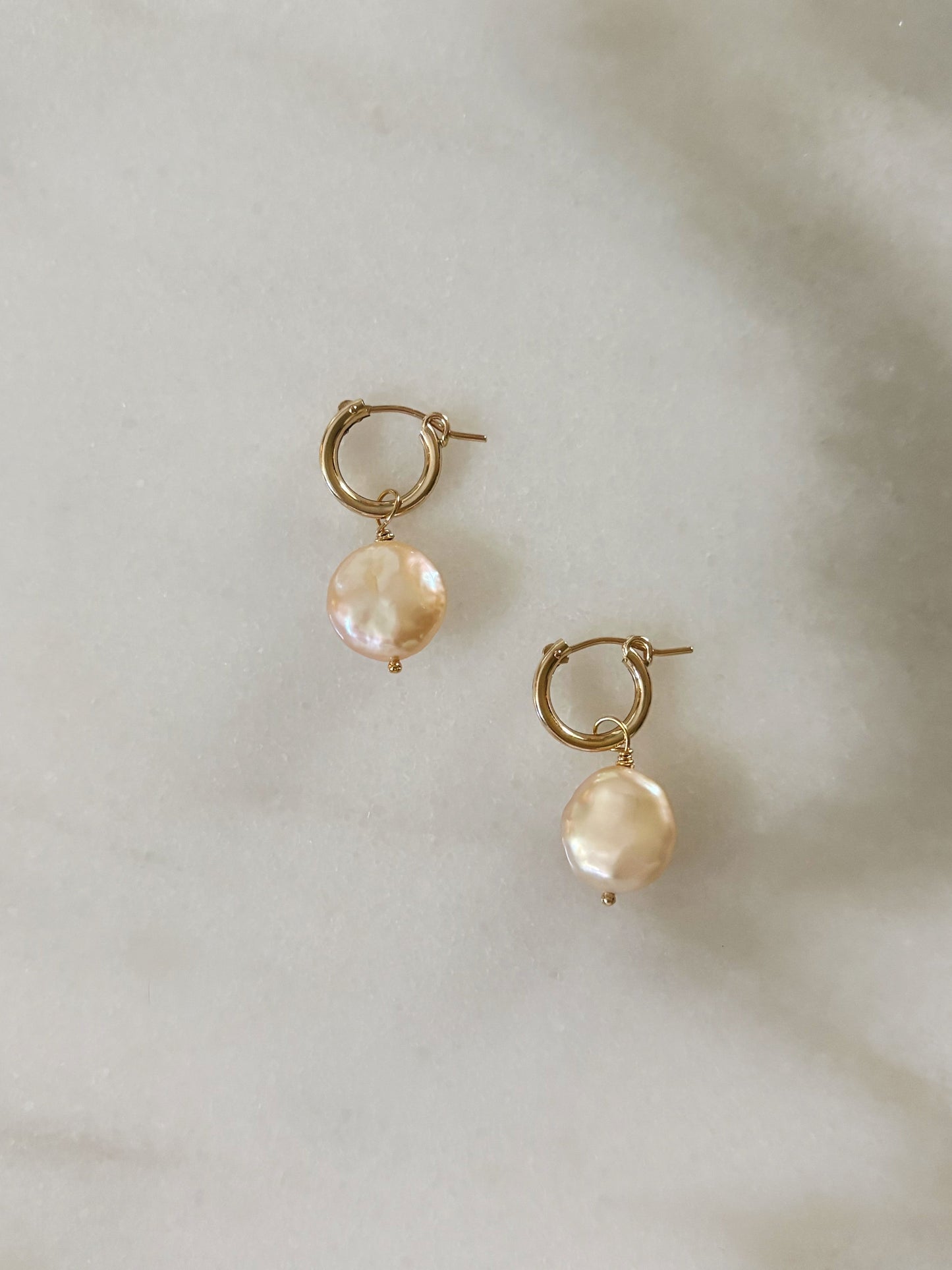 Pink Huggie Coin Pearls