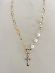Vintage Cross Pearl Toggle