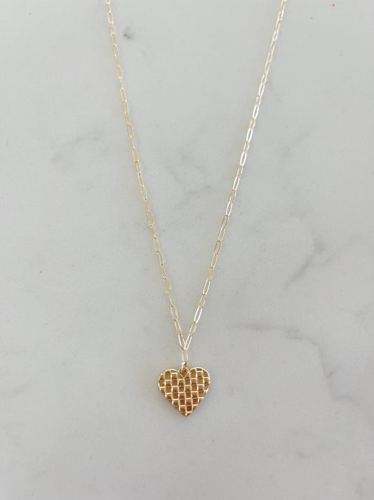 Checker Heart Pendant Necklace