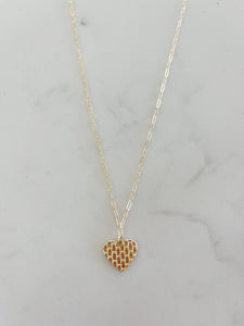 Checker Heart Pendant Necklace