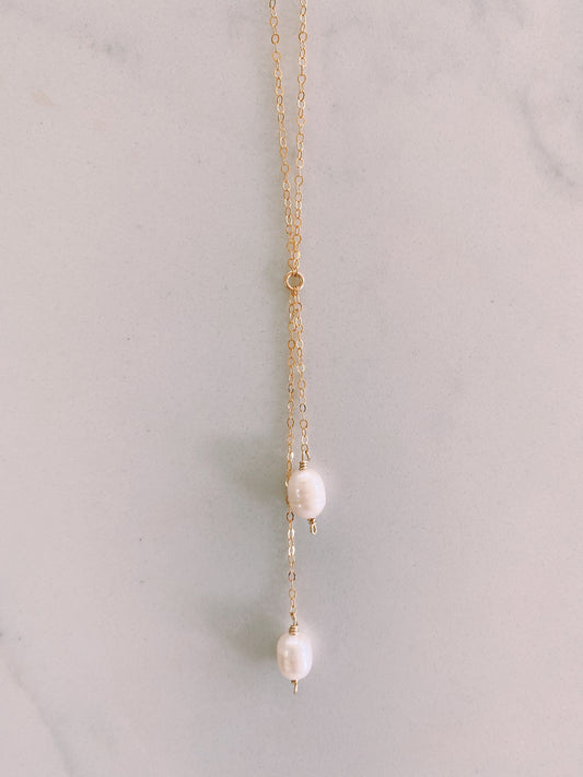 Double Drop Pearl Necklace