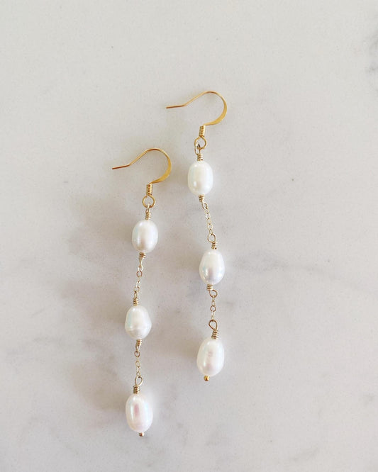 KR Triple Pearl Earrings
