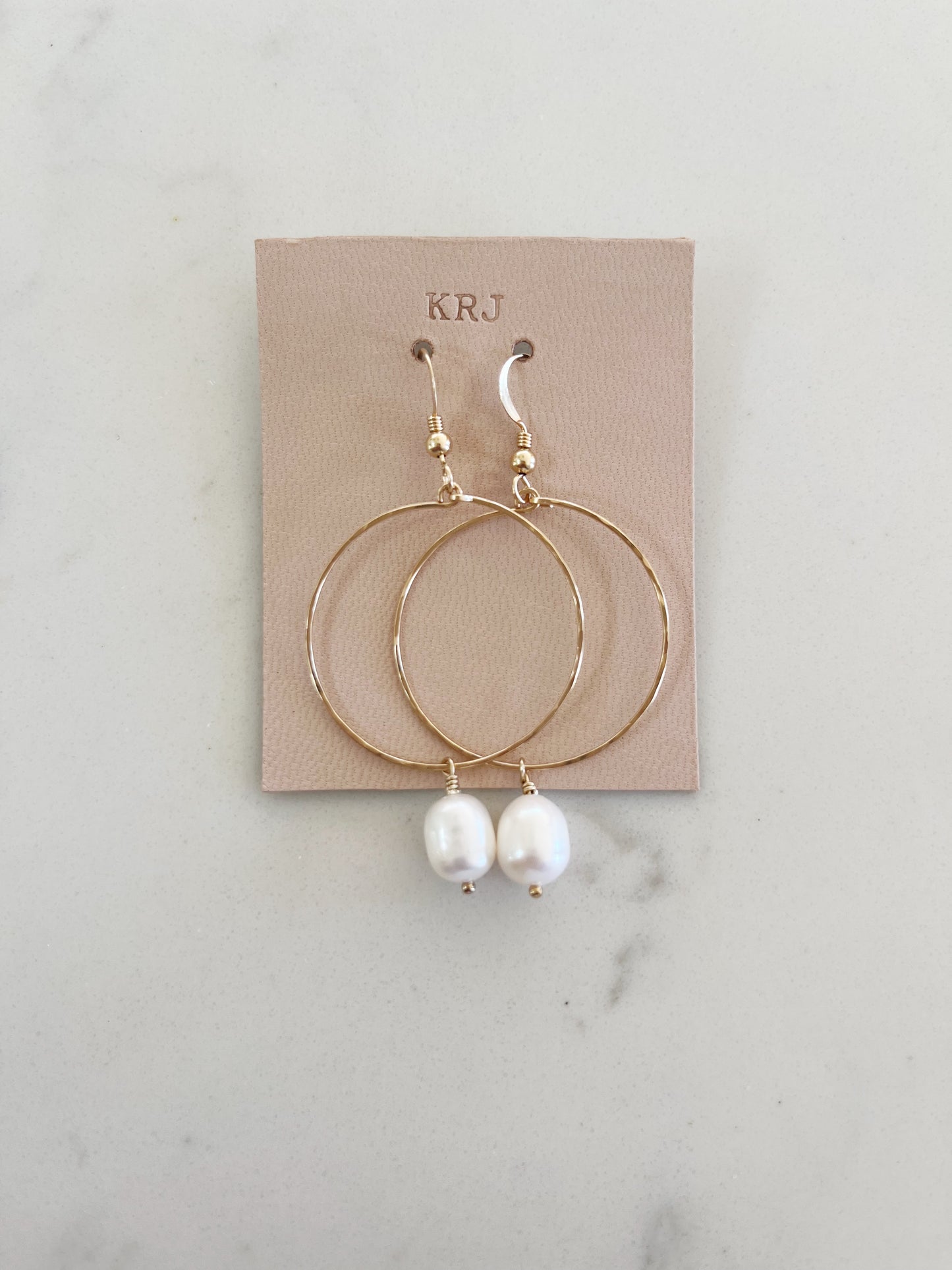 Hammered Pearl Hoops