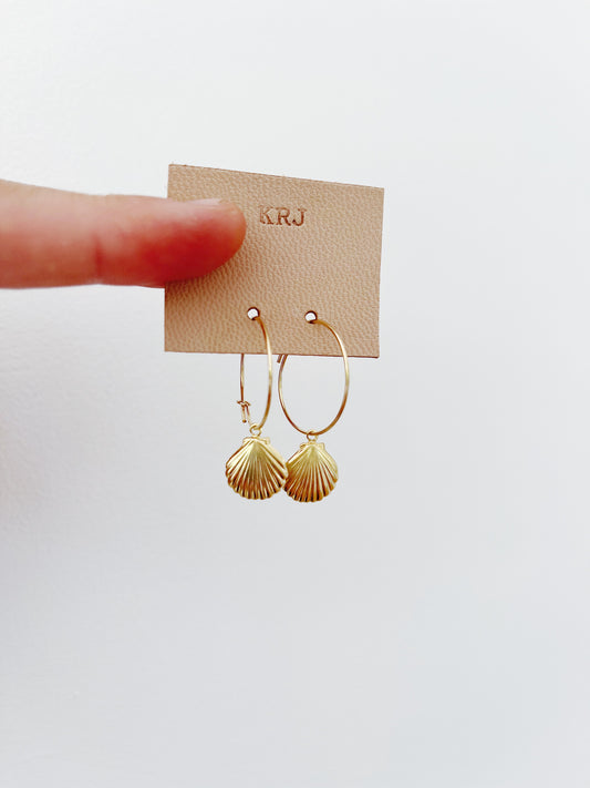 Gold Seashell Mini Hoops