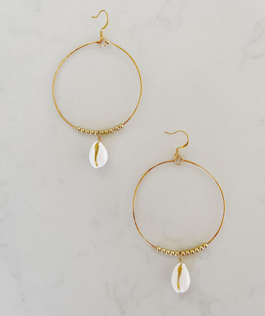 Cowrie Shell Hoops