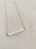 White Wave Straight Bar Necklace