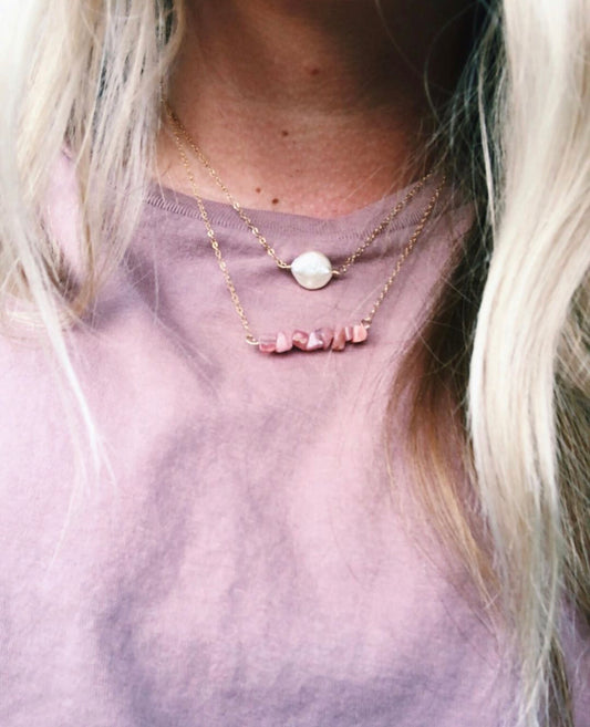 Rosy Straight Bar Necklace